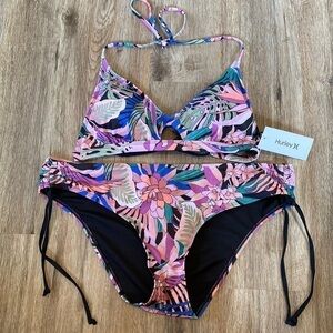 𝅺hurley Palm floral bikini